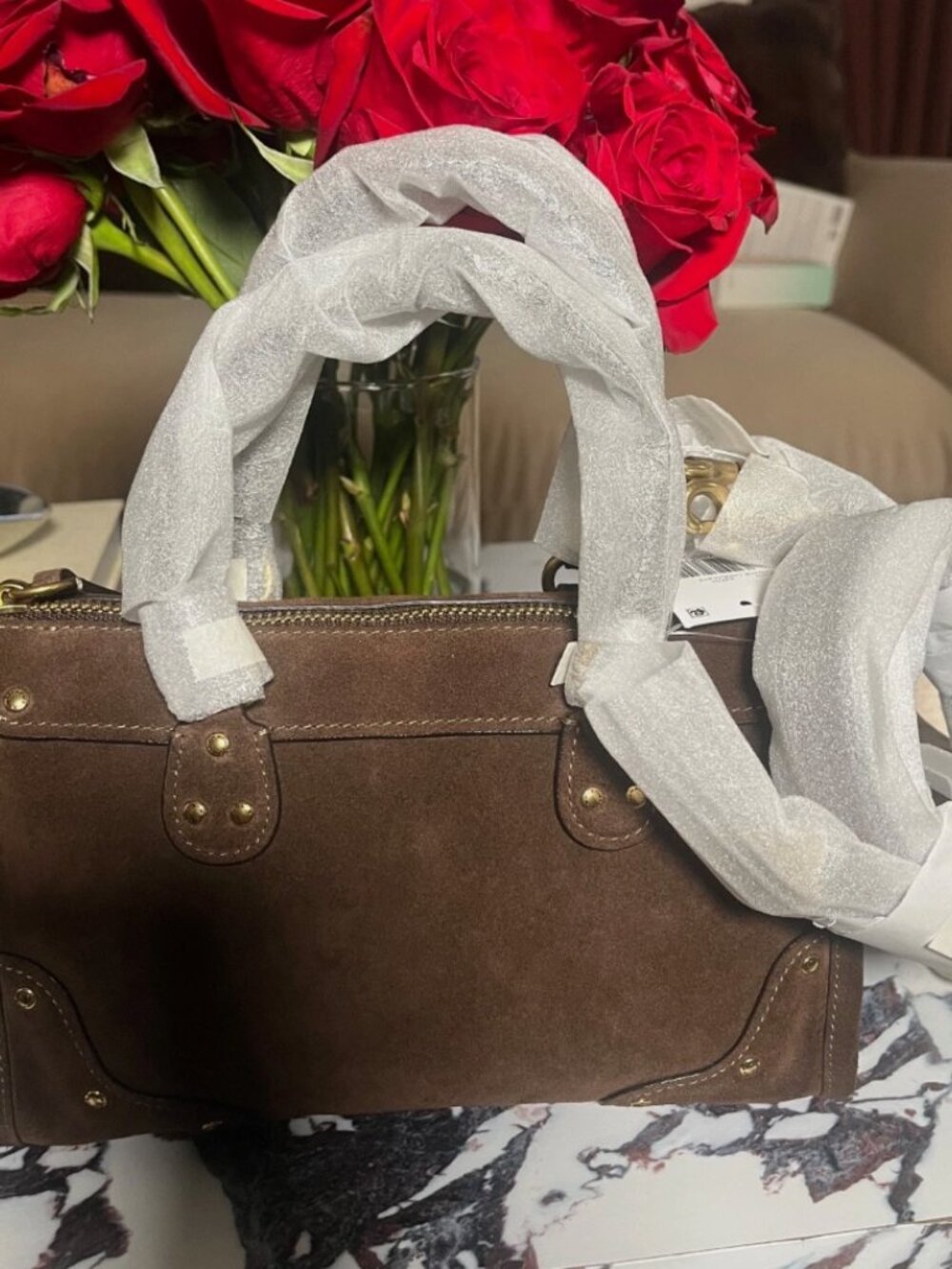 Coach Rhyder Satchel Bag 24 CFN70 Brass/Dark Chocolate - Picture 2 of 4